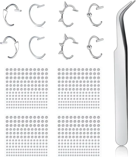 Vista 8 de Zolure Piercings Falsos de Labios Dientes de Vampiro Joyería de Piercings Falsos de Labios Aros Falsos de Mordida de Serpiente Joyería de Labios Sin