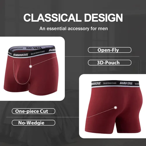 Vista 2 de BAMBOO COOL Ropa interior para hombre, con bolsa 3D, ultra suave, para hombre, ropa interior deportiva elástica