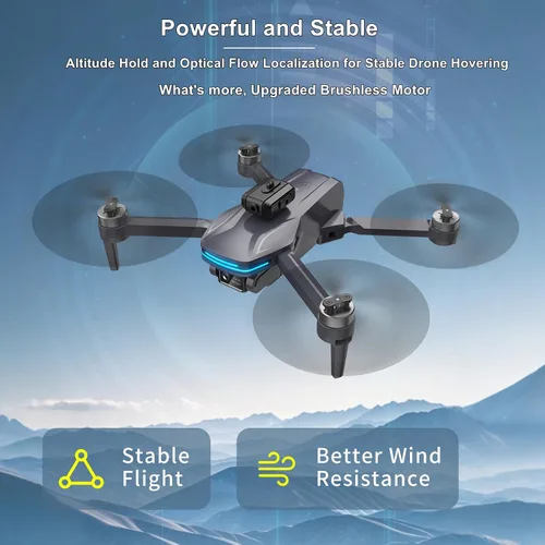 Vista 4 de Drone FPV con control remoto con cámara 1080P para niños y adultos principiantes, cuadricóptero plegable con estuche de transporte, lente ajustable