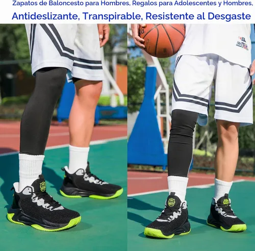 Vista 6 de Beita - Tenis de baloncesto para hombre, con parte superior alta, transpirables, antideslizantes Negro/Verde