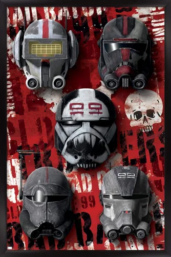 Vista 8 de Trends International Star Wars: The Bad Batch - Póster de pared de cascos, 22.4 pulgadas de largo x 14.7 pulgadas, versión enmarcada en madera