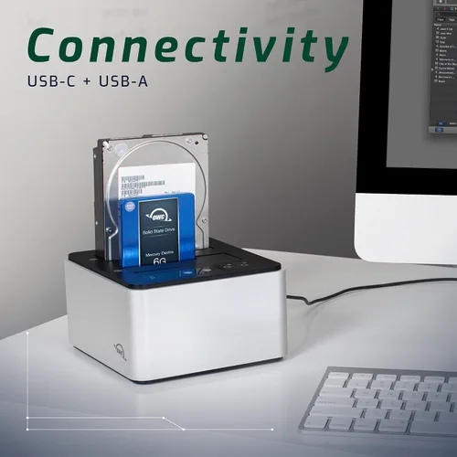Vista 5 de OWC Drive Dock USB 10Gb/s Dual Bay SATA/U.2 NVMe Solución