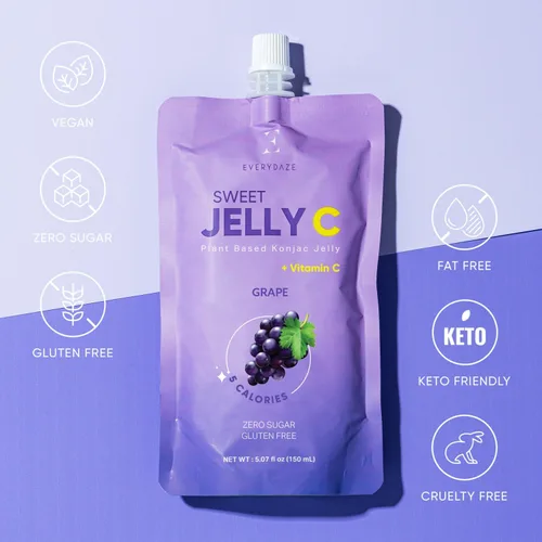 Vista 3 de EVERYDAZE Gelatina Dulce Jelly C Konjac Vegana, Sin Gluten, Sin Azúcar, Baja en Calorías Saludable Bebida Frutal Paquete de 10 Bolsas
