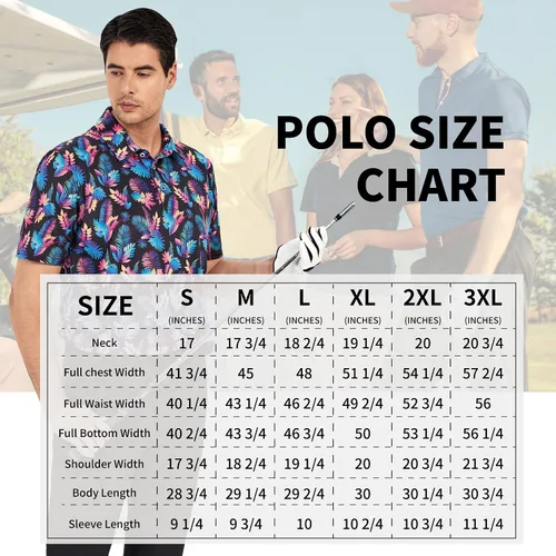 Vista 5 de Esabel.C Camisas de golf para hombre, ajuste seco, manga corta, estampado de manga corta, absorbe la humedad