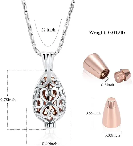 Vista 2 de Imrsanl - Joyería para llevar Cenizas - Collar con dije de flor de loto con mini urna de recuerdo para cenizas