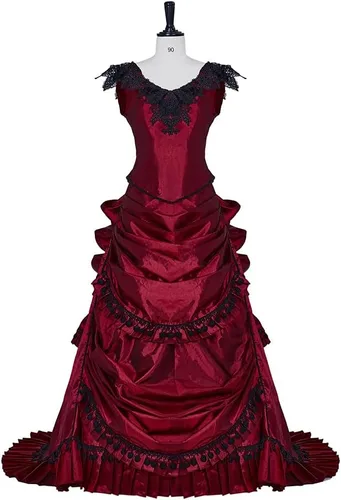 Vista 3 de Vestido de novia gótico victoriano para mujer, vestido largo renacentista vintage, vestido de baile steampunk, vestido de noche