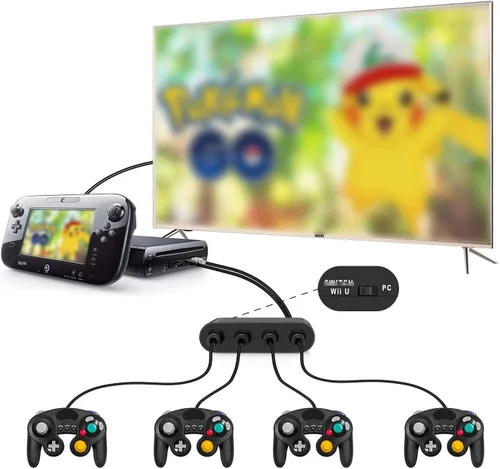 Vista 3 de Y Team Adaptador de controlador para Gamecube compatible con Nintendo Switch Super Smash Bros Switch Gamecube Adaptador para WII UPC con 4 puertos