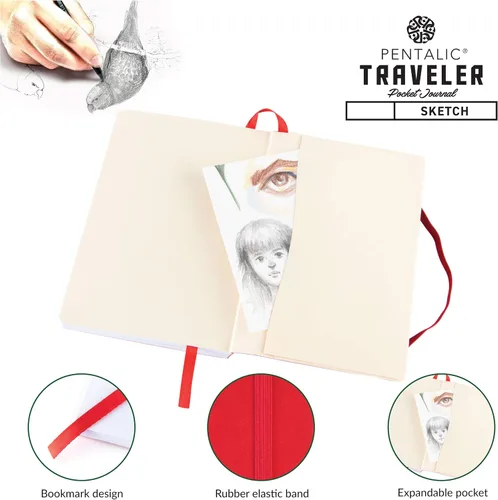 Vista 4 de Cuaderno de bocetos Travelers Dot Grid Pentalic Art, libre de ácidos