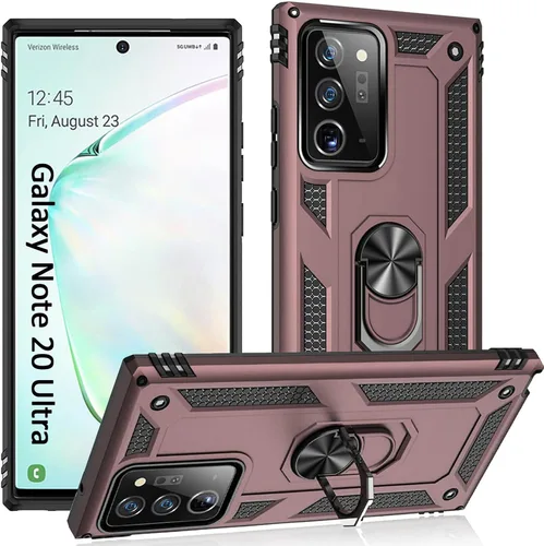 Vista 8 de Note 20 Ultra - Funda para Samsung Note 20 Ultra, con anillo de soporte, soporte ajustable, grado militar, protección resistente, a prueba de Negro