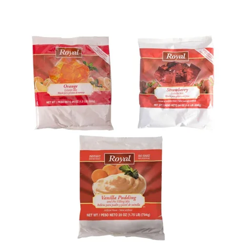 Vista 6 de Royal Gelatin Mix Combo Pack, agente espesante, mezcla de postre (1 cada uno, naranja/lima/fresa)