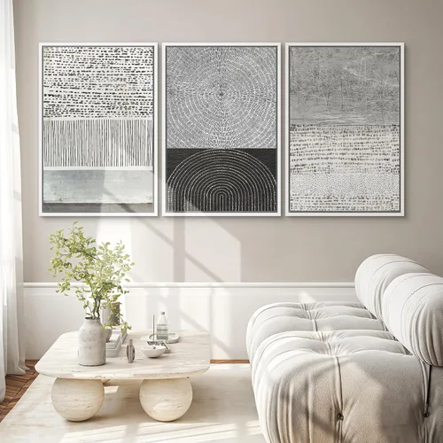 Vista 448 de SIGNWIN Lienzo enmarcado para pared, juego de arte neutro de bosque brumoso, ilustraciones en tono tierra, arte moderno, decorativo, bohemio