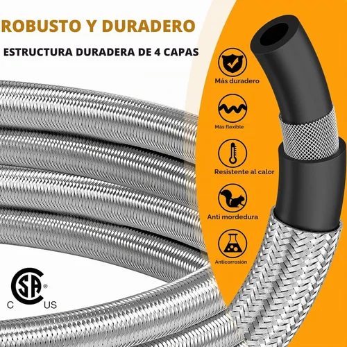 Vista 6 de MEFUN Extensión de manguera de propano trenzada de alta presión de 6 pies con acoplamiento de conversión de 3/8 pulgadas a 1/2 pulgadas NPT hembra