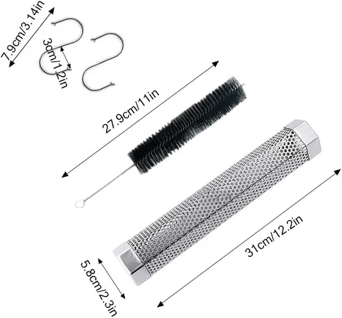 Vista 2 de Tubo de ahumador de pellets para parrilla, 12 pulgadas de acero inoxidable de alta calidad, tubo de pellets de madera para barbacoa de gas, carbón