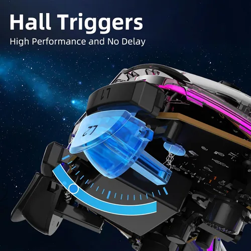 Vista 3 de Honghao Custom Controllers For PS4 with Hall Trigger and 8 Color Changing LED Lights, Wireless PS4 Remote Dual 4 Shock Aimbot Joystick Controller