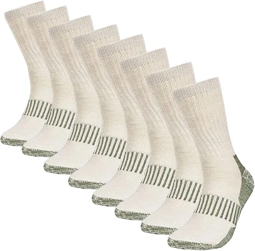 Vista 2 de HOT FEET Paquete de 4 calcetines para hombre, calcetines de senderismo activos y exteriores, totalmente acolchados, mezcla de lana térmica