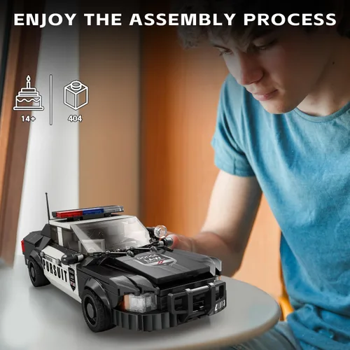 Vista 10 de Kit de bloques de construcción de juguete de coche de policía, compatible con autos Lego, juego de construcción de autos Speed Champions, regalo