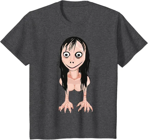 Vista 11 de Momo T Shirt - Camiseta de cara espeluznante - Camiseta de Halloween Momo, Negro, S