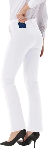 Vista 3 de nuveti Pantalones de vestir para mujer, elásticos, para yoga, negocios, trabajo, 4 bolsillos, pantalones ajustados para el trabajo o casual