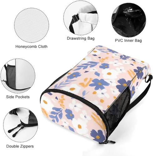 Vista 5 de Floral Backdrop Flowers Drawstring Backpack Drawstring Bags Drawstring Sport Bag Sports Gym Bag with Pockets for Women Men