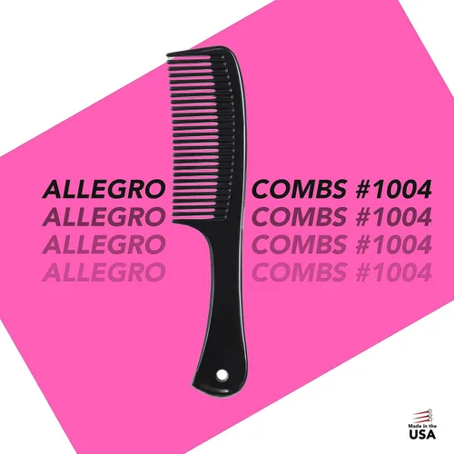 Vista 7 de Allegro Comb 1004 Peines desenredantes de dientes anchos para mujeres, estilistas, peine de pelo rizado para hombre, 2 piezas (negro)