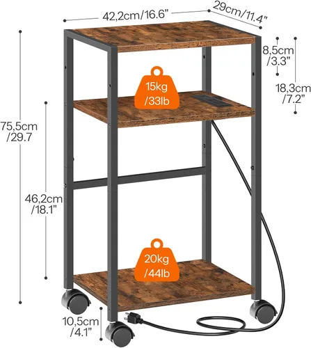 Vista 2 de HOOBRO Soporte de torre para computadora, soporte de torre de PC de 3 niveles, soporte de PC con estación de carga, soporte móvil para CPU que se