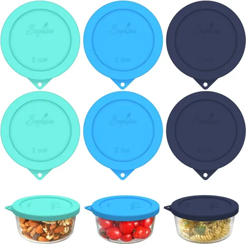 Vista 17 de Sophico - Tapas redondas de silicona para recipiente de almacenamiento de 2 tazas, reemplazo para Pyrex 7200-PC y cuencos de vidrio Anchor Hocking