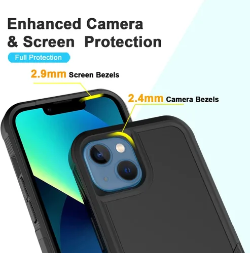 Vista 2 de Designed for iPhone 14 & Apple iPhone 13 Cases,Heavy-Duty Tough Rugged Lightweight Slim Shockproof Protective Men Women Phone Case Cover for iPhone