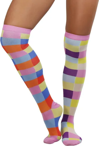 Vista 7 de ToBeInStyle Divertidos calcetines acrílicos con diseño de arlequín arcoíris para mujer