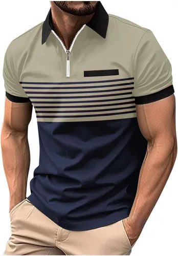 Vista 27 de Mens Shirts Casual Stylish Button Down Short Sleeve Polo Shirt Summer Vacation Shirts Loose Athletic Pullover Tee
