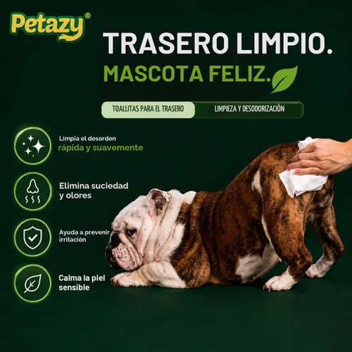Vista 3 de Petazy Toallitas para mascotas XL para perros y gatos, sin perfume, 72