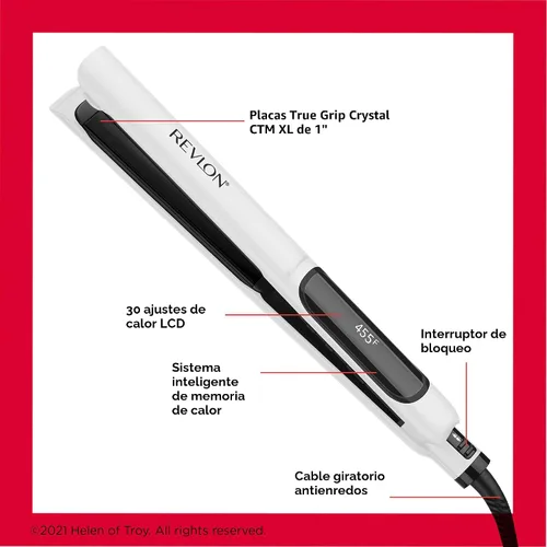 Vista 4 de REVLON Crystal C + plancha digital de cerámica para el cabello, brillo de larga duración y menos encrespamiento, (1 pulgada)