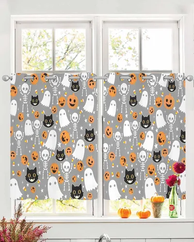 Vista 11 de Cortinas traslúcidas históricas africanas de 39 pulgadas de largo, juego de 2 paneles de cortinas para cocina, dormitorio, sala de estar, puerta