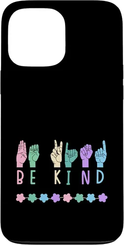 Vista 24 de Sign Language Be Kind Kindness ASL Pastel Pink Purple Blue Case for iPhone 16