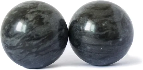 Vista 2 de Bolas de Baoding chinas, color gris oscuro, para ejercicio de salud, bolas de mano para el estrés, bolas de mármol para medicina china natural