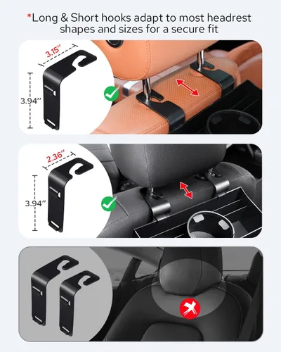 Vista 6 de Benlari Organizador de asiento trasero para reposacabezas de automóvil con portavasos de 3.7 pulgadas, organizador de respaldo de asiento 3 en 1