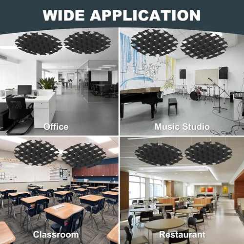 Vista 5 de Acoustic Ceiling Panels Sound Absorbing Panels, Hexagon Black Hexágono negro