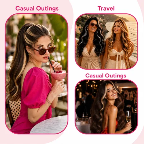 Vista 9 de Ve Sunny Extensiones de cabello humano real con cinta, cabello humano Remy, lacio, doble cara, color marrón oscuro, balayage, rubio dorado oscuro