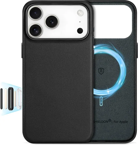 Vista 31 de SHIELDON Funda de piel auténtica para iPhone 17 de 6.3" 2025, color negro