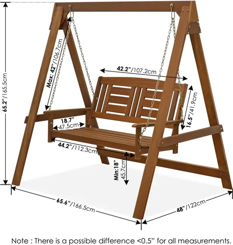 Vista 2 de Furinno TIOMAN - Columpio de pórtico colgante de madera para exterior con soporte en aceite de teca, madera clara