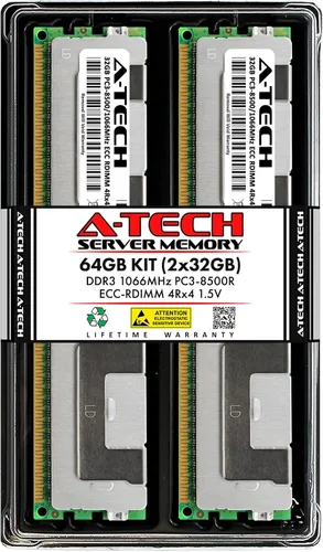 Vista 46 de A-Tech 4GB DDR3 1333MHz PC3-10600R ECC RDIMM 1Rx4 Rango único 1.5V Registrado DIMM 240-Pin Módulo de actualización de memoria RAM de servidor
