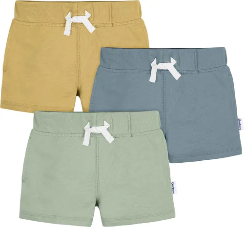 Vista 14 de Gerber Paquete de 3 pantalones cortos de punto para bebés y niños pequeños Azul