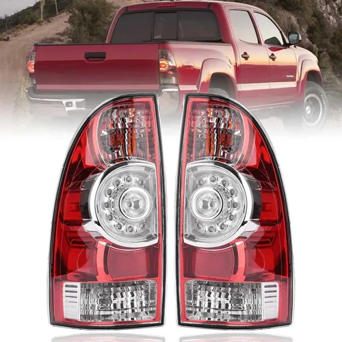 Vista 8 de Luces traseras compatibles con Tacoma 2005-2015 (estilo de carcasa negra) Lado del conductor y del pasajero, LED y halógeno, con bombilla y arnés