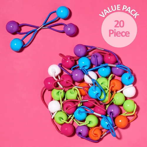 Vista 6 de Colección de 20 piezas de coleteros, bolas de cola de caballo, gomas elásticas, cuentas de pelo de 18 mm redondas, opacas, multicolores, dobles