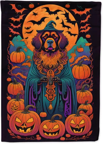 Vista 81 de Caroline's Treasures DAC1466GF - Bandera decorativa para jardín de Halloween de Affenpinscher Witchy para jardín, decoración para patio exterior