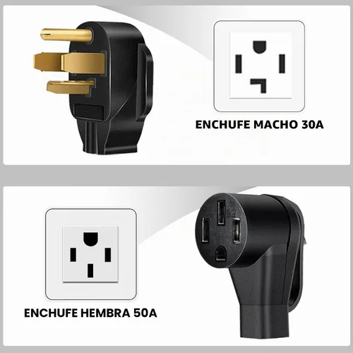 Vista 5 de NEMA 14-30P a 14-50R Cable adaptador de cargador EV de 4 clavijas de 30 amperios a adaptador de conversión EV de 50 amperios solo compatible