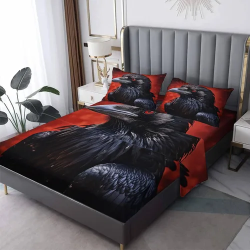 Vista 64 de Juego de sábanas tamaño individual con águila calva, sábanas de cama de águila, microfibra suave y bolsillo profundo y sábanas estampadas sin