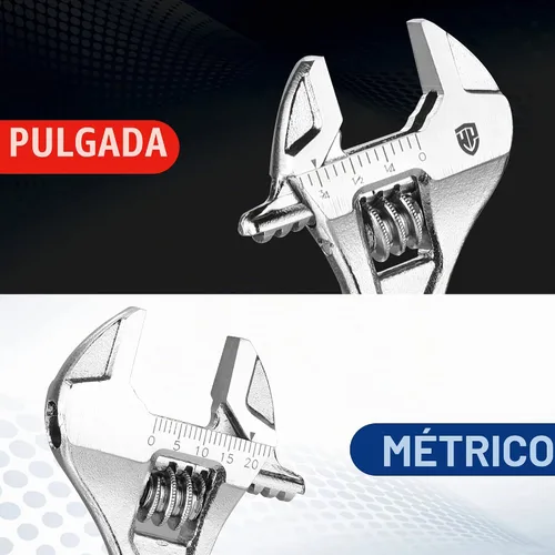 Vista 6 de WORKPRO - Llave ajustable de 4 pulgadas de servicio pesado con escala imperial y métrica, llave premium de acero Cr-V, cromada