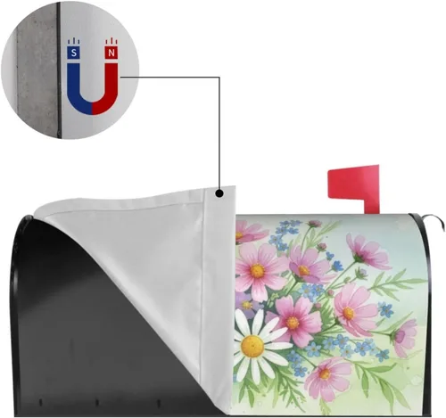 Vista 4 de Daisys - Cubierta magnética impermeable para buzón de correo, hermosas flores, para decoración del hogar, jardín, 21 x 18 pulgadas 02 Margaritas