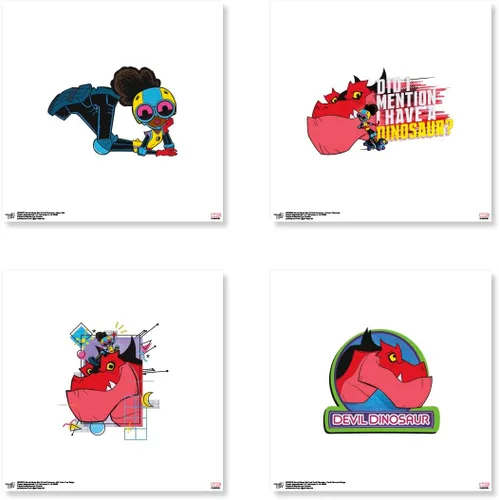 Vista 6 de Trends International Gallery Pops Marvel Moon Girl y Devil Dinosaur - Paquete de arte de pared Duo (paquete de 4)