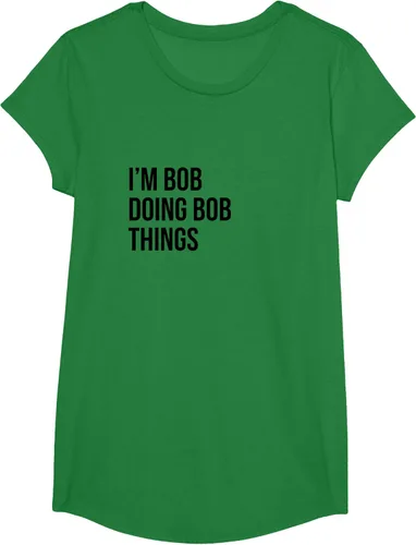 Vista 73 de Camiseta con texto en inglés "I'm Bob Doing Bob Things" Asfalto